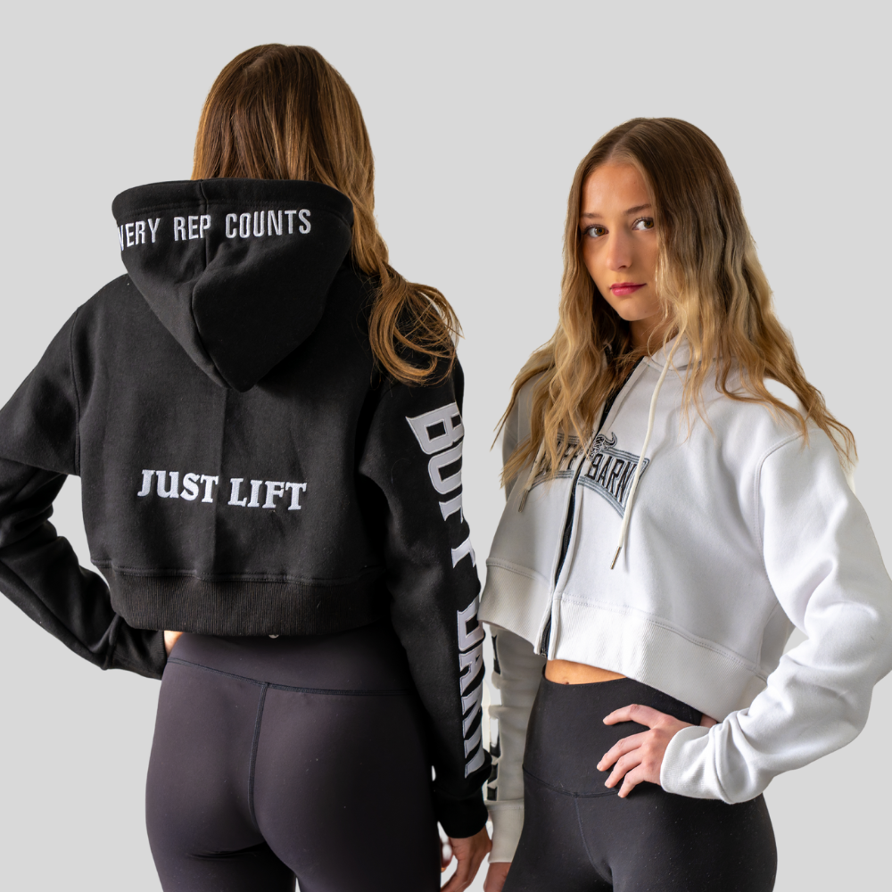 zip up crop women’s black/white