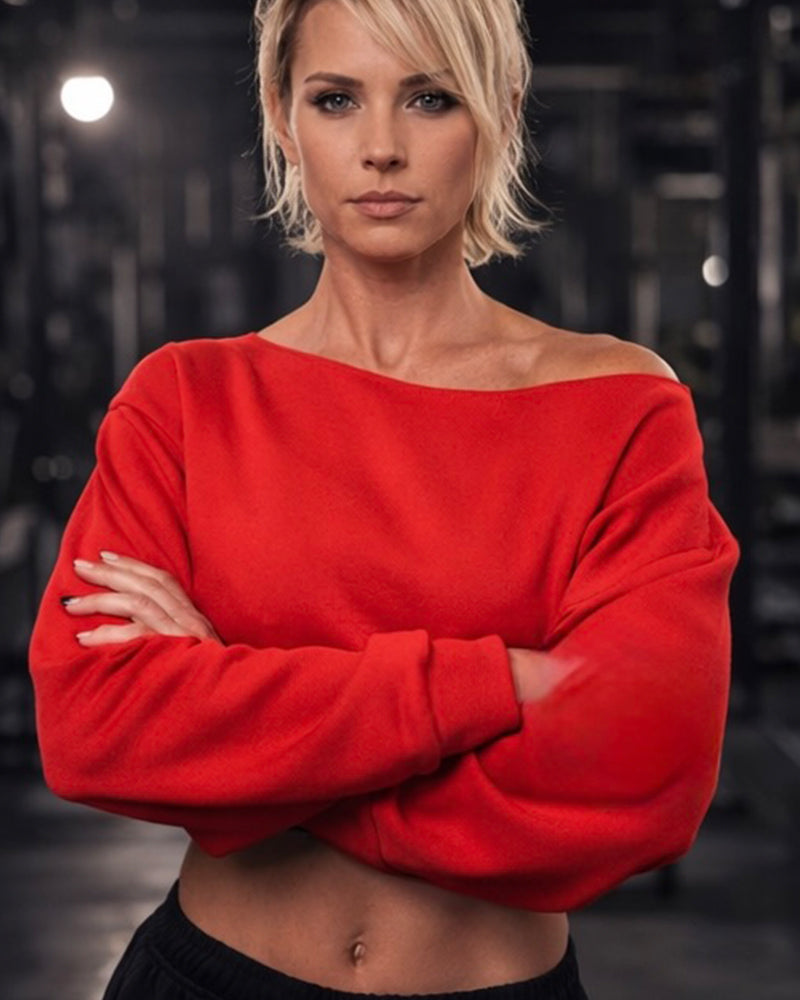 Women's Off-The-Shoulder Crop Top - Red