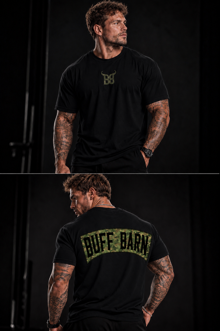 Camouflage Tee - Black with Camo Green