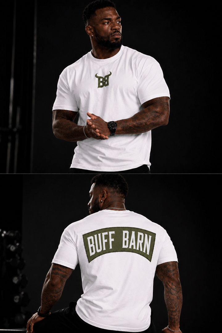 Camouflage Tee - White with Army Green