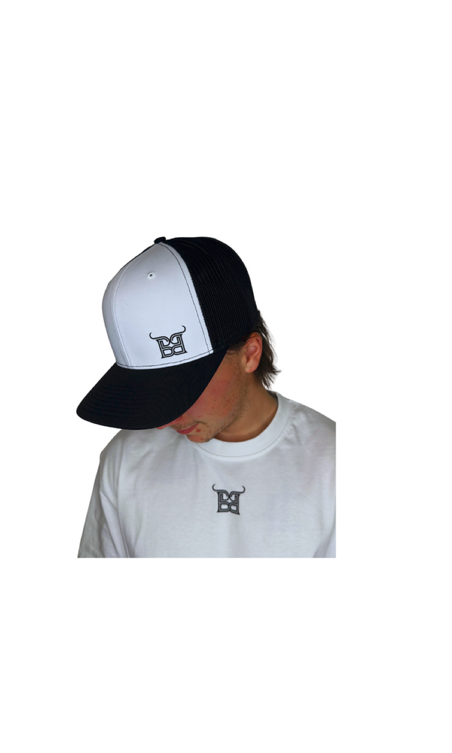 White Front / Black Brim – Side BB Logo