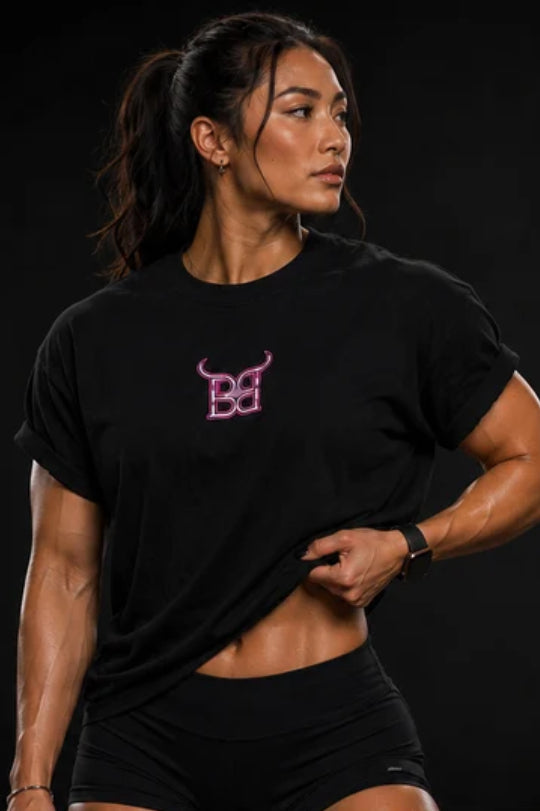 Camouflage Tee - Black with pink