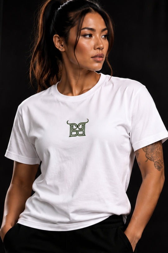 Camouflage Tee - White with Army Green