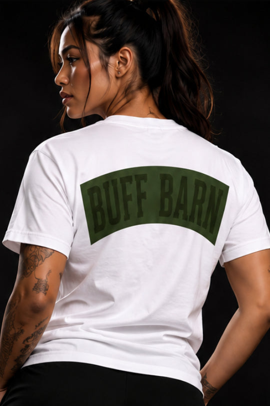 Camouflage Tee - White with Army Green