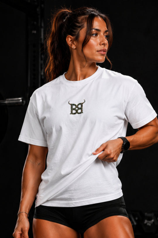 Camouflage Tee - White with Camo Green