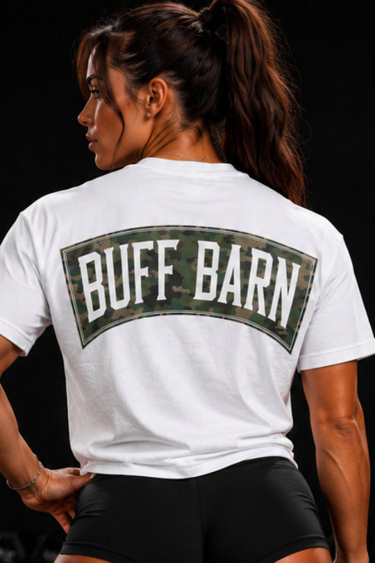 Camouflage Tee - White with Camo Green