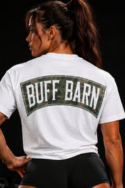 Camouflage Tee - White with Camo Green