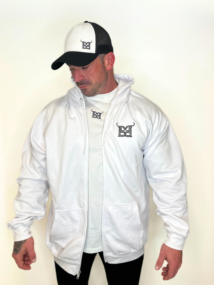 45LB Plate Zip Hoodie – White